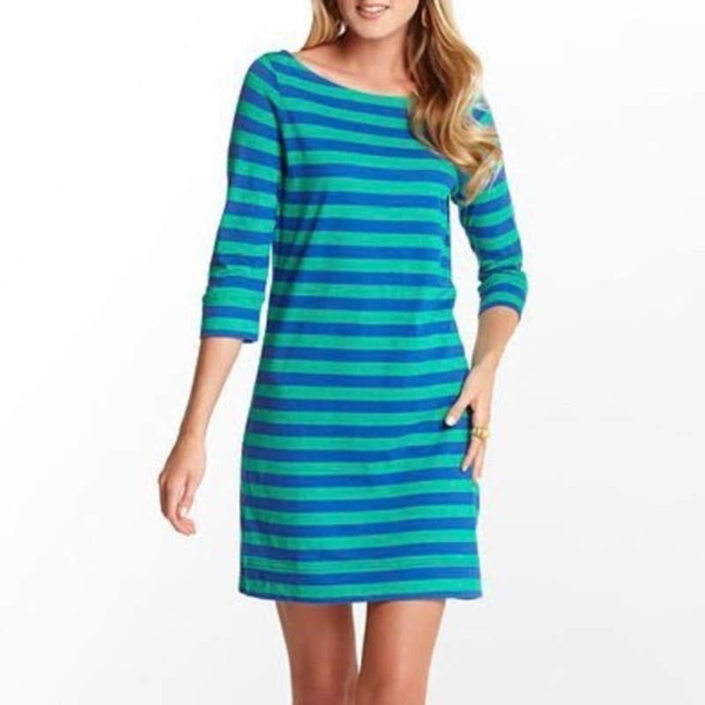 Lilly Pulitzer Cassie Blue and Green Striped Dress